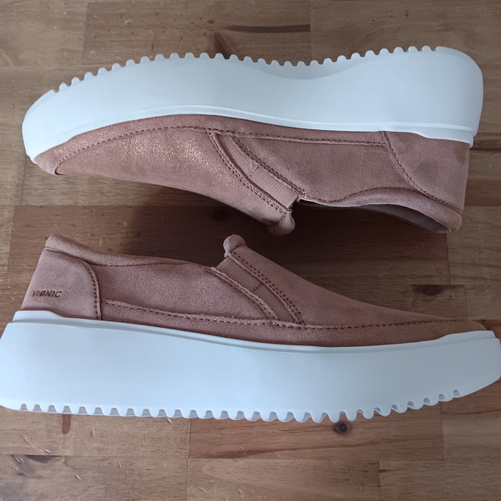 Vionic Kearny Slip On Sneakers Womens 6 Pink Suede Good Platform Shimmer - Picture 5 of 11